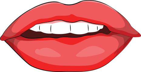 Free realistic vector woman red lips expressing emotions