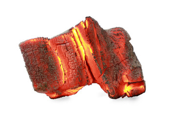 Piece of smoldering coal isolated on white