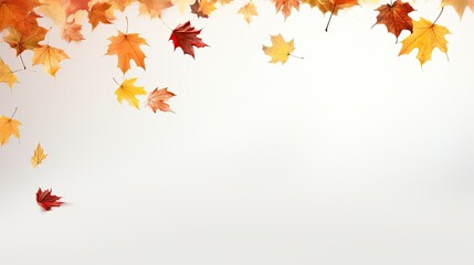 a horizontal format of Fall leaves falling as a background with space for copy in Education-themed, photorealistic illustrations in JPG. Generative ai