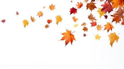 a horizontal format of Fall leaves falling as a background with space for copy in Education-themed, photorealistic illustrations in JPG. Generative ai