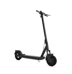 Modern electric kick scooter isolated on white