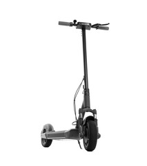 Modern electric kick scooter isolated on white