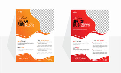 Simple Business Corporate flyer Design ,Flyer Layout with Graphic Elements and Orange Accents