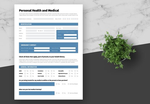 Blue Health Medical Data Form