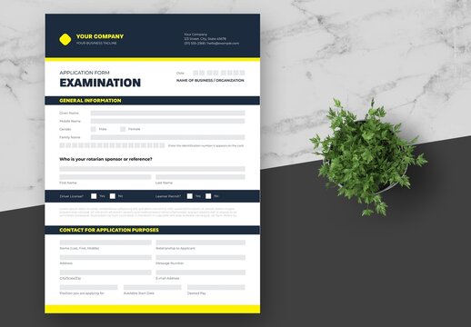 Blue Yellow Examination Form