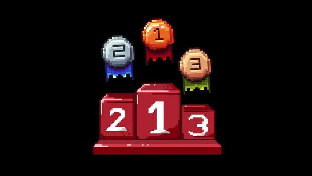 Black screen overlay and Green screen of Podium winner with medal, Podium medal winner with ease position in start.  can be usefull for everybody thats find simple animation about winning medal