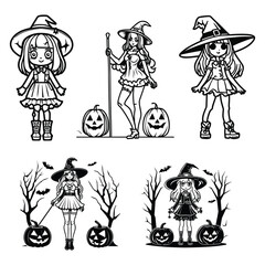 Vector Halloween pumpkin silhouette set vector illustration