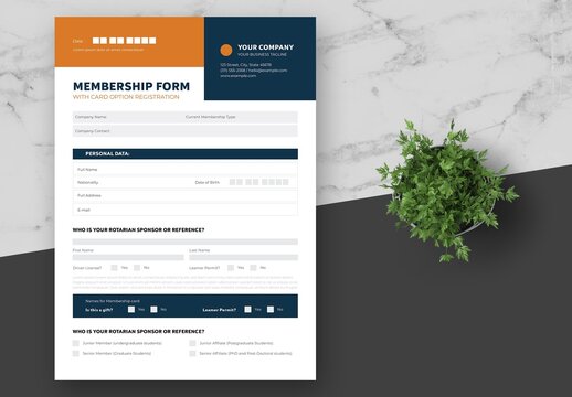Blue Orange Membership Form
