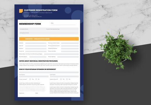 Blue Yellow Membership Form