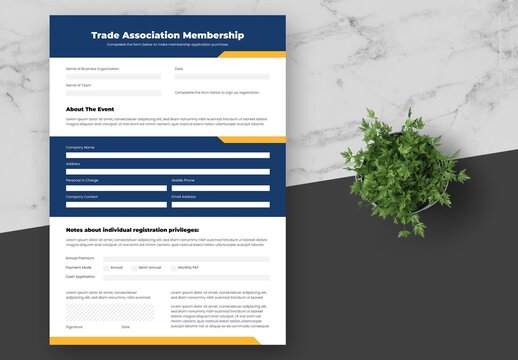 Blue Yellow Association Registration Form