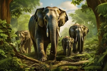 Foto op Aluminium Sri Lankan wild elephants family in the jungle © sam