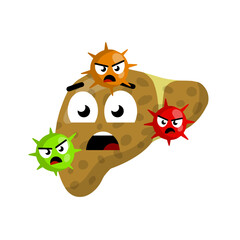 Bad liver. Attack germs and cirrhosis of the liver. Health problem