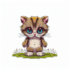 Fototapeta premium The Art of Cat Cuteness: Cute Cat on a White Background, Generative AI
