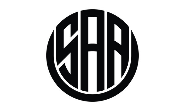 SAA shield in circle logo design vector template. lettermrk, wordmark, monogram symbol on white background.