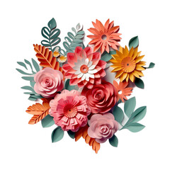 Flowers in paper cut style, layered style, papercraft, Generative ai