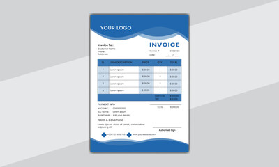 Minimal Corporate Business Invoice design template vector illustration bill form price invoice