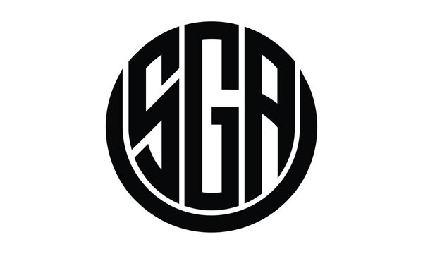 SGA shield in circle logo design vector template. lettermrk, wordmark, monogram symbol on white background.
