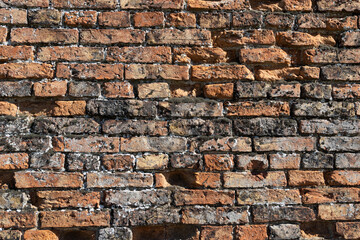 Close up of texture of a  old brick wall