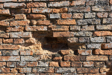 Close up of texture of a  old brick wall