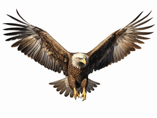 Vector image of an American eagle flying gracefully on a white background.