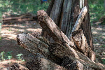 stacked old wood