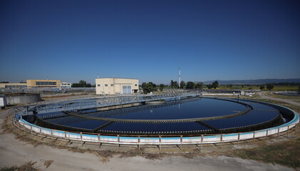 Industrial scene with a modern waste water treatment plant 