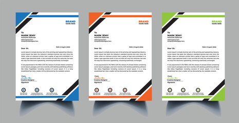 Clean and professional corporate company business letterhead template design with color variation bundle