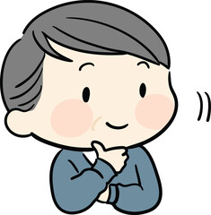 Simple and cute illustration of an elderly man nodding