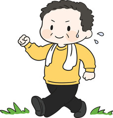 Simple and cute illustration of a man walking for health