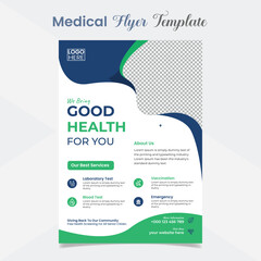 Medical care and healthcare poster and flyer template design