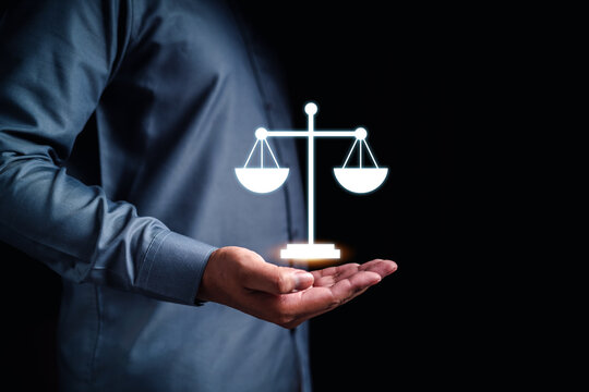 technology, business, judge, strategy, equity, judiciary, award, celebration, online, honesty. palm of hands hold a judicial seal symbolic icon. it means business of target, via strategy to get it.