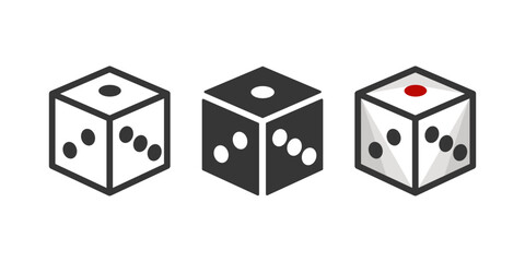 Vector Flat Dice Set, Isolated. Gambling Games Design, Casino, Poker, Tabletop, Board Games. Game Cube Sign, Design Element