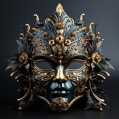 Fototapeta premium Gothic carnival mask with bright elements. Decor to hide the face, the mystery of what is happening, incognito guests. Concept: Masquerade party celebration.