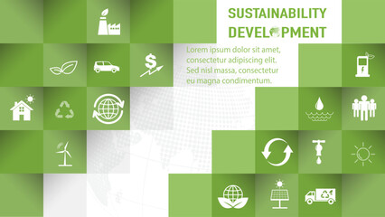 Template design for Sustainability development and Global Green Industries Business concept, Vector illustration