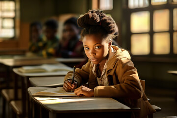 Back to school: African Teen Girl Doing Homework
