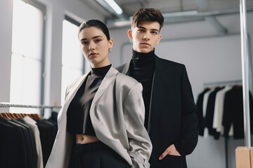 Fototapeta premium Man And Woman Couple Fashion Models AI Generative image