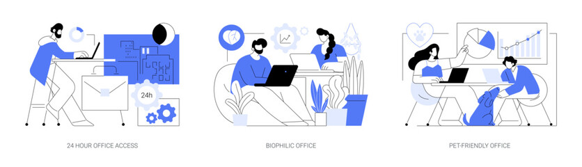 Office facilities and design isolated cartoon vector illustrations se