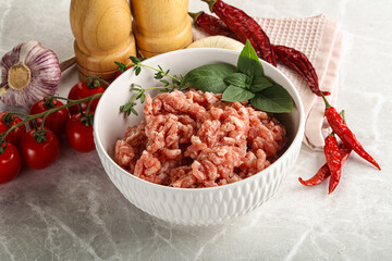 Raw minced pork uncooked meat