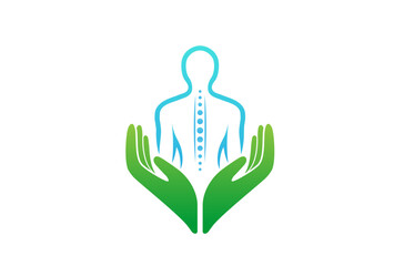 Chiropractic hands care vector Spine symbol stock illustration