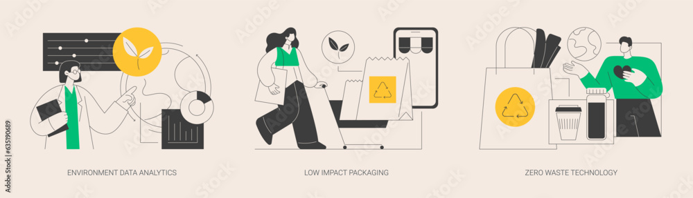 Poster reuse reduce recycling abstract concept vector illustrations.