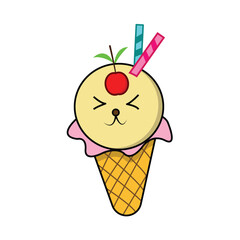 Fancy Ice-cream with cone design vector. Isolated background