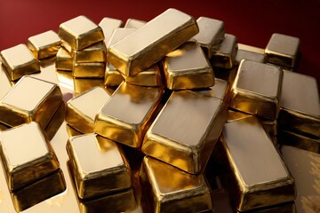 A Pile Of Gold Bars Sitting On Top Of Each Other