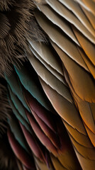 close up of colorful animal feathers. Post-processed generative AI