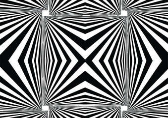 The illustrate of tunnel optical illusion black and white twisted abstract background