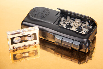 Audio recorder with microcassette. device for working with voice and journalism. analog audio...