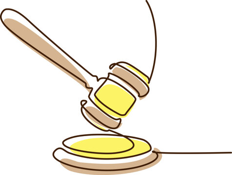 recommend clip art: Legal judge gavel. Continuous one line drawing.