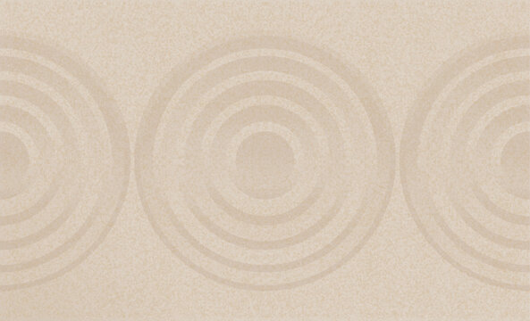 Japanese Zen Garden with concentric circles and parallel lines on brown sand surface background,Sand texture with simple spiritual patterns,Harmony,Meditation,Zen like concept