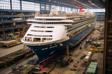 Assembly shop, shipyard for the assembly of cruise liners.
