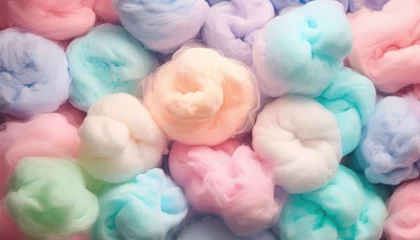 Badkamer foto achterwand Colorful cotton candy, pastel color background. Top view, from above, flat lay. © Patrycja