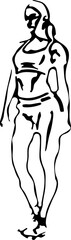 Outline of a girl in a sports uniform. Silhouette of a woman.